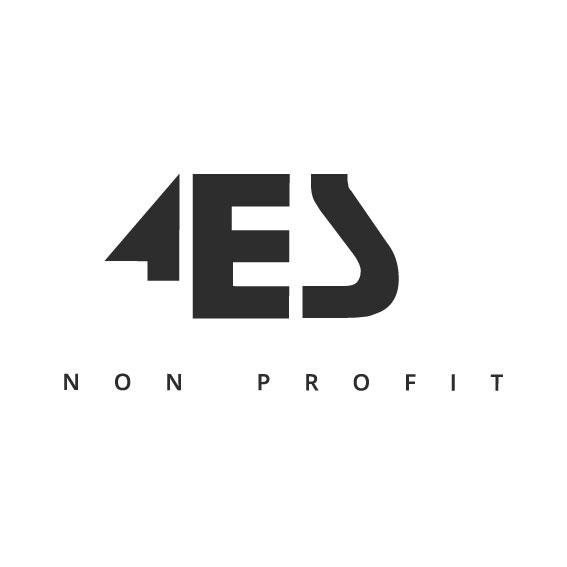logo spółki 4es - czarny, wyboldowany napis 4es, a pod spodem drukowanymi literami bez wyboldowania napis non profit 